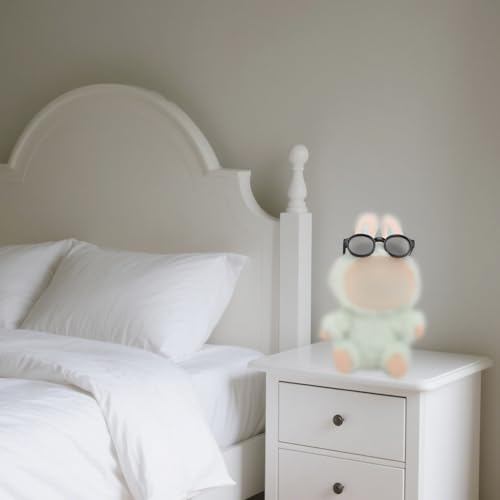 BOXOB 4 St Puppenbrille, 4 Farben Kunststoff Puppenbrille zum Anziehen Spielzeugbrille, Kostümzubehör Kompatibel mit 13 cm Großem Zahlen (Weiß, Schwarz, Schildpatt, Lila)