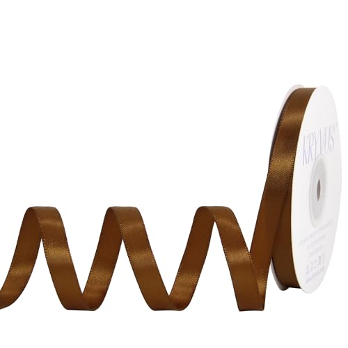 Kryvus Antique Gold Satin Ribbon, Double Faced 3/8 Inch X 25 Yards Antique Gold Ribbon, Premium Satin Ribbons for Gift Wrapping, Crafts, Hair Bow Making, Sewing, Flower Bouquet, Wedding Party Decor
