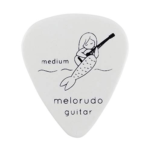 【melorudo(メロルド)】 デザインギターピック guitar pick ティアドロップ型 エレキギター/アコースティックギター/クラシックギター/ベース等の練習に最適な大量セット ホワイト M(ミディアム medium)20枚セット ma10000