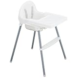 ALMAR Baby Trona para Bebé con Bandeja Extraíble y Arnés de Seguridad – Tona alta de Comer Infantil Estable, Fácil de Limpiar y Montaje Rápido – Color Blanco y Gris