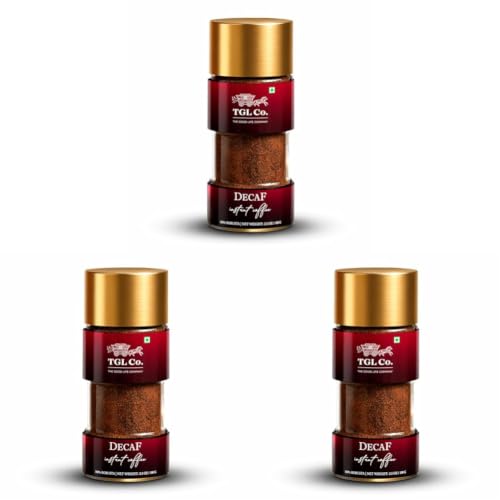 Image of TGL Co. Decaf Premium Spray Dried Instant Coffee (100G) | 100% Robusta | Decaffeinated | Sleep-friendly, non-addictive, wellness coffee. (Pack of 3)