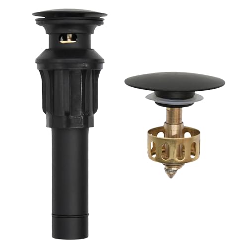 Echli EC-POP UP DRAIN Up Drain, All Metal Bathroom Sink Drain Stopper With Overflow, Vessel Sink Drain Assembly With Detachable Basket Stopper cover