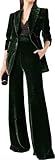 TOPGH Womens Pant Suit Velvet 2 pcs Peak Lapel Double Breasted Women's Suiting for Work Professional