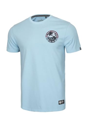 PITBULL Męski T-Shirt klasyczny regularny krój Pit Bull West Coas męski bawełna Tshir Oceanside duży nadruk urlopowy idealny na lato, niebieski, L