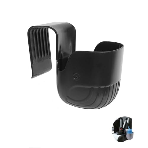 Leanockesa Premium Cup Holder for Car Seat Stroller Wheelchair, Drink Container Holder Fits Vehicles, Office Chairs, Shopping Carts and Mobility Equipment(Black)