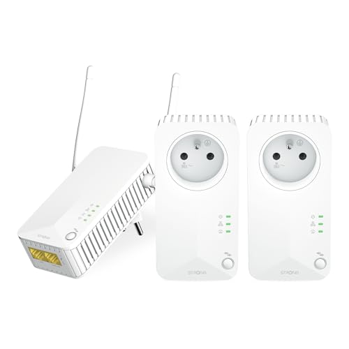 PLWF600TRIFRV2 Strong CPL 600 Mbps | Pack de 3 | Prise filtrée | Port Ethernet | Compatible boxs Internet | Idéal Multi TV | Streaming HD | Prêt à l'emploi | Garantie 4 Ans