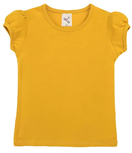 Image of Lilax Girls Short Puff Sleeve Cotton T-Shirt, Toddler & Little Girls Top | 95% Cotton Puff Sleeve Tee; Crewneck, Short Sleeve; Toddler & Girls Sizes 2T-12; for School, Play & Everyday; Machine Wash