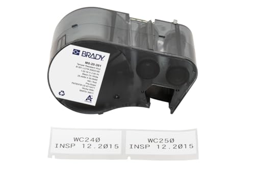 Image of Brady Tamper-Resistant Vinyl Pre-Sized Labels for Label Printer BMP51 /BMP53 /M511-160 Self Adhesive Printer Labels - Black on White (25,40 mm (W) x 50,80 mm (H)) - M5-20-351
