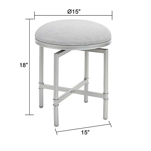 Silverwood Vanity Bench, 15 L x 15 W x 18 H in, Nickel and Grey