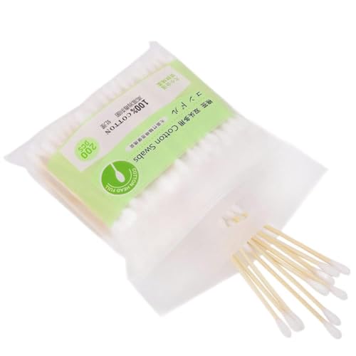 200 Bastoncini di Legno di bambù a Doppia Testa per la Pulizia dei Bastoncini di Cotone con Tampone per Trucco
