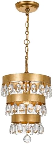 Crystorama Perla 1 Light Antique Gold Mini Pendant