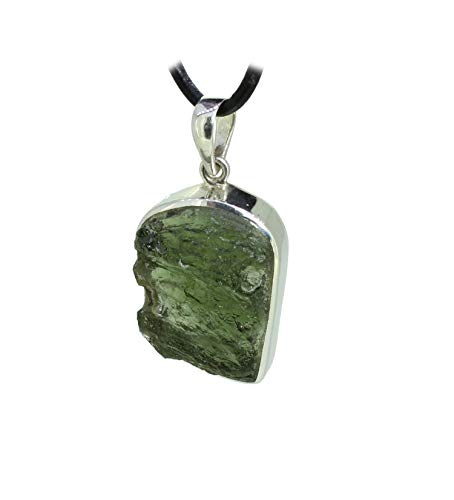 Preisvergleich Produktbild Budawi® - Moldavit (Glasmeteorit) Anhänger 925er Silberanhänger, Moldavitstein