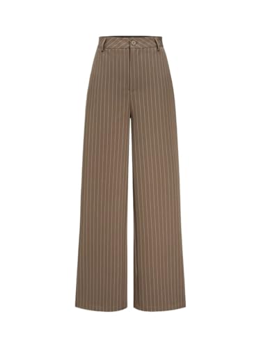 TOOSIS Womens Dress Pants Casual High Waist Wide Leg Striped Trousers Work Pants