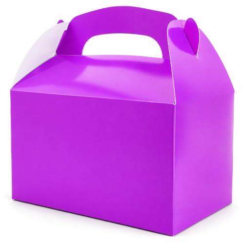 12-Count Purple Gable Treat Boxes, Goodies Favor Box for Kids Birthday, Candy Boxes Party Favors, Weddings Events, Baby Shower, 6.25" x 3.5" x 3.5" Inch Box (Purple Treat Box, 12-Pack)