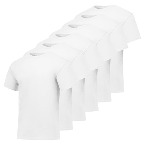Hanes mens Essentials Short Sleeve T-shirt Value Pack fashion t shirts, White - 6 Pack, Medium US