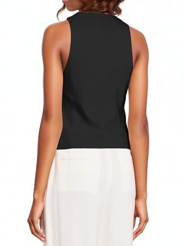 Mina Self Women's Sleeveless Vest Tops 2025 Summer - V-Neck Lightweight Slim Trendy Casual Business Work Blazer Pockets2