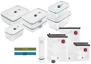 ZWILLING Fresh & Save Vakuum Starterset für Lebensmittel, Glas, 16-teilig, Pumpe, Dosen und Beutel, La-Mer