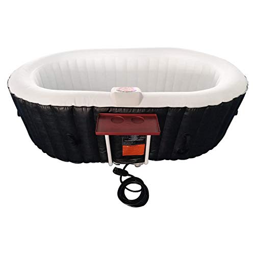 ALEKO Inflatable Hot Tub Spa with 1200W Heater & 130 Bubble Jets - Portable Hot Tub with Digital Controls, Filter Pump & Cover - Black & White, 145 Gal - 2 Person (Oval)