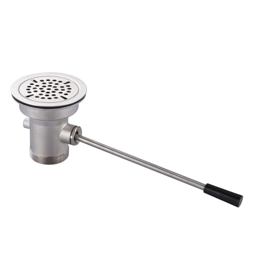 Image of 3-1 /2 Inch Commercial Sink Drain with Lever Handle Waste Drain Valve