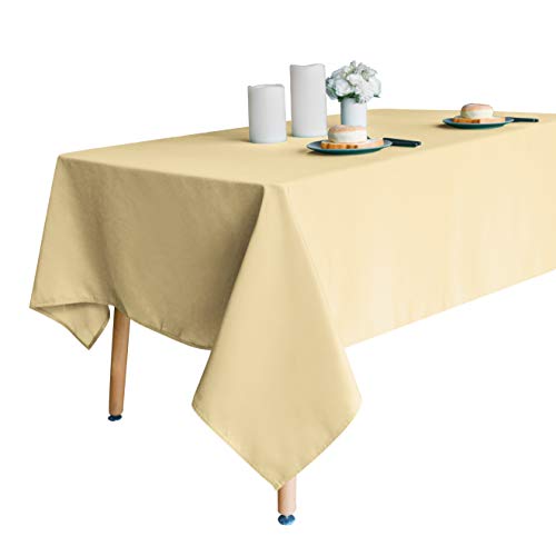 Image of Obstal 210GSM Rectangle Table Cloth, Champagne, 60 x 60 Inch | Water Resistance Microfiber Tablecloth, Decorative Fabric Table Cover for Outdoor and Indoor Use