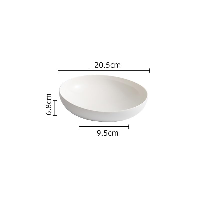 Assiettes Service de Table Bol profond simple blanc for restaurant occidental, bol à salade de fruits en céramique, assiette à soupe de style japonais for la vaisselle d'hôtel Assiette(8 inches)