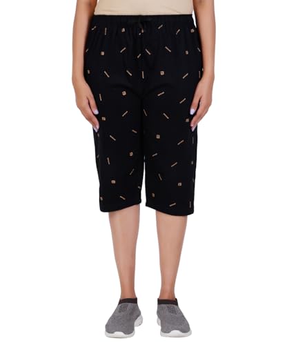 Image of FEEL TRACK Women Cotton Regular Fit Printed Capri (Pack of 1)