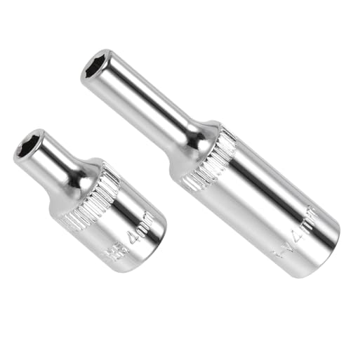 Image of 6-Point Socket, 1 /4 inch Drive 4mm Deep, Polished Chromed CR-V Metric Deep and Shallow Impact Socket - (Applications: for Ratchet Torque Electric Wrenches Car Repair), 2-Pieces