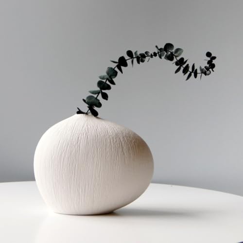 Vase en céramique blanc minimaliste stable design table