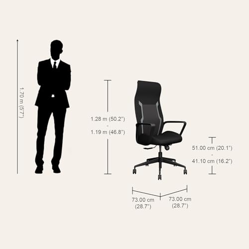 Image of Interio by Godrej Tecno High Back Fabric Ergonomic Gaming Chair (Black) 1-Year Warranty, Fixed Armrest, Adjustable Lumbar and Height