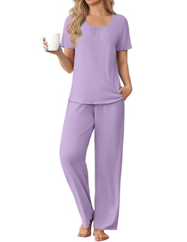 Ekouaer Womens Pajama Sets Viscose from Bamboo Top With Pants Lounge Set - image 1