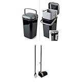 PetFusion Arm & Hammer Portable Outdoor Trash Can with 5 Waste Bags, Pooper Scooper Swivel Bin & Rake, Black, Plastic