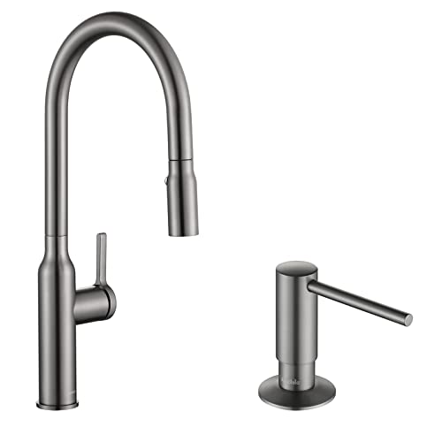 Aguastella A81Gs Grey Stainless Pull Down Bar Faucet And Asf026Gs Grey Stainless Built In Soap Dispenser Combination #TOP30
