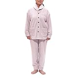 [pajamaya IZUMM] パジャマ屋 パジャマ フリース 両面起毛 プレミアム 厚地 前開き 長袖 メンズ 兼 レディース／モーヴ・Mサイズ