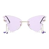 mincl Gafas de sol de mariposa para mujer, sin montura (morado)