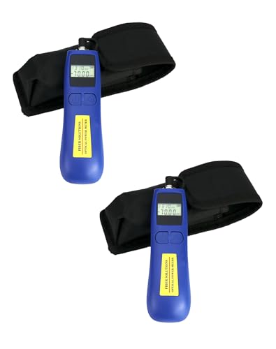 QWORK 2 Pack Optical Power Meter, -70~+10 dBm, with Universal 2.5mm Interface, Fiber Light Meter for Testing 6 Calibration wavelengths,Blue