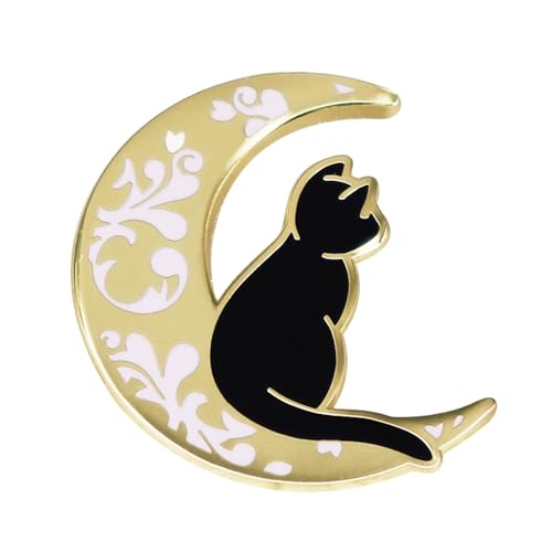 Broche chat noir magique en émail, idée cadeau pour jeune fille