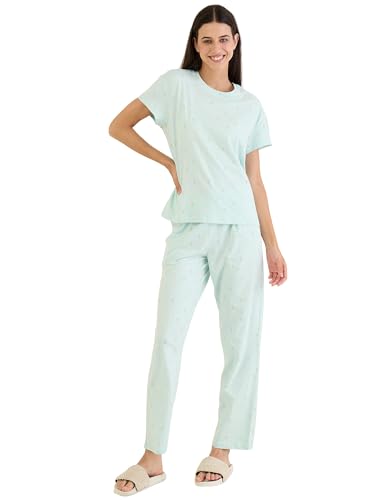 Pyjama femme imprimé floral vert océan Sweet Dreams en taille 44