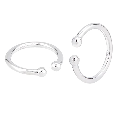 PH PandaHall 1 Pair 925 Sterling Silver Ear Cuff 18 Gauge Clip On Ear Cuff 1/2 inch Small Round Hoop Earrings Adjustable Cartilage Earrings Plain Wrap Earring for No Piercing Ears Women