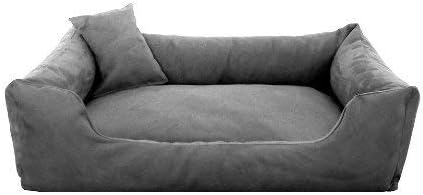 Hiputee Ultra Soft Rectangular Reversible Bed for Dog Cat with Extra Pillow (L, Grey)