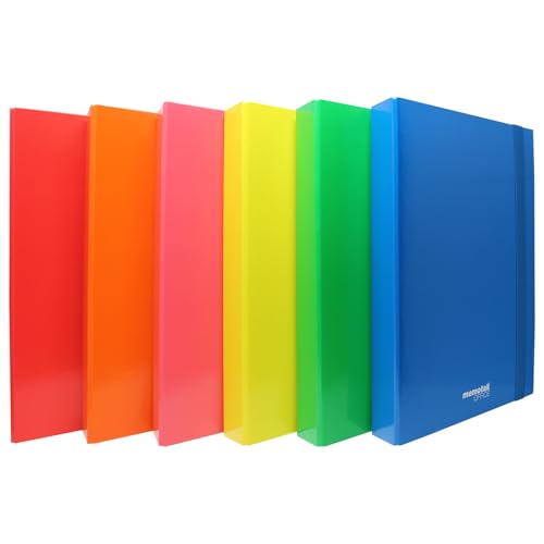 Memotak Office Cartelle con Elastico, Set 6 Colori Assortiti, Dorso 5 cm