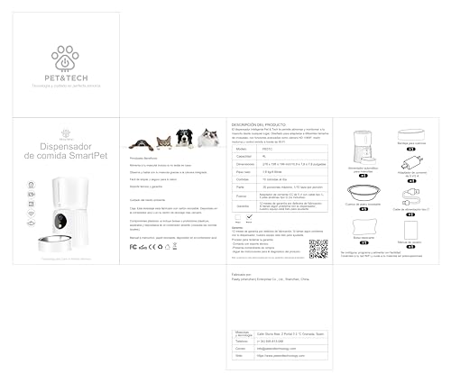 PET&TECH Comedero Automático para Gatos y Perros, 4L, Dispensador de Comida Mascotas, WiFi 2.4G/5G, Cámara HD 1080p, App Smart Life, Audio Bidireccional, hasta 10 Comidas al Día - imagen 10