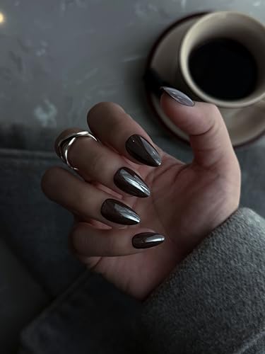 press on false nails metallic