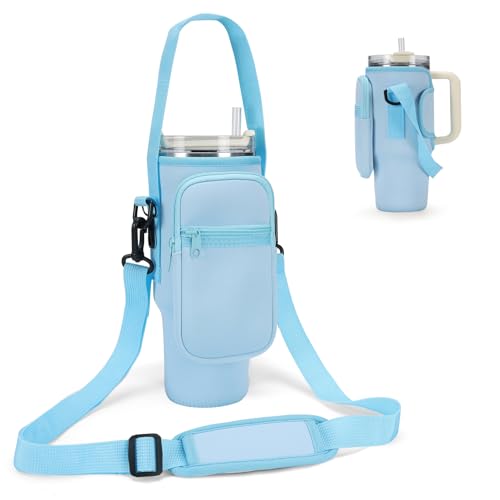 Sac de transport pour bouteille Stanley 30-40 oz bleu avec pochette téléphone