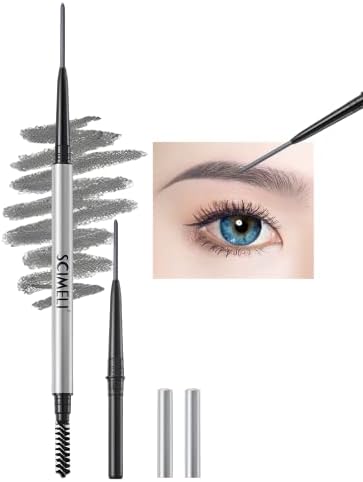 Eyebrow Pencil,2Pcs Professional Micro Brow Pencil with Spoolie Brush,Longwearing Waterproof Eyebrow Pencil,Eye Brow Pencils for Women.(Gray)