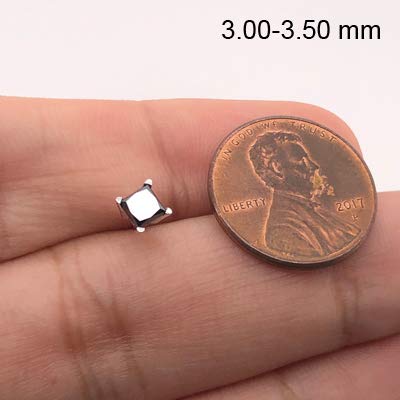 3/8 Cts Of 3.00-3.50 Mm Aa Princess Black Diamond Men's Stud Earring In 14K White Gold - Valentine's Day Sale #TOP3