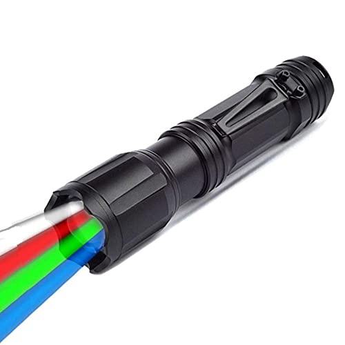 Multicolor Red Green Blue White Hunting Light Zoomable Handheld Tactical Flashlight 4 Color In 1 Multifunctional High Power Rgbw Led Flashlights For Night Vision Fishing Astronomy #TOP22