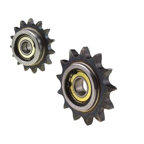 Bevel Gear Pinion Hardware Mechanical 08B 13-19 Teeth 59-84mm Out Diameter 10-20mm Inner Hole Hardened Teeth High Speed Industry Roller Chain Idler Bearing Sprock(Double Bearing-15 Teeth x 67 OD)