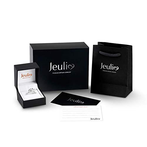 Jeulia Ensembles bagues ajourées 4 carats pour femmes Ensembles mariage en argent Bague fiançailles halo ronde en or rose Bande diamants blancs Bagues promesse d'anniversaire solitaire CZ (58（18.5）)