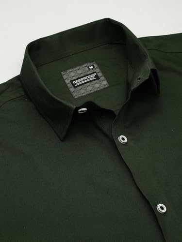 Image of Majestic Man Solid Cotton Casual Shirt - Slim Fit, Full Sleeves, Premium Button Closure