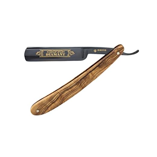 DOVO Diamant Straight Razor Olivewood Handle Black Blade 5/8''
